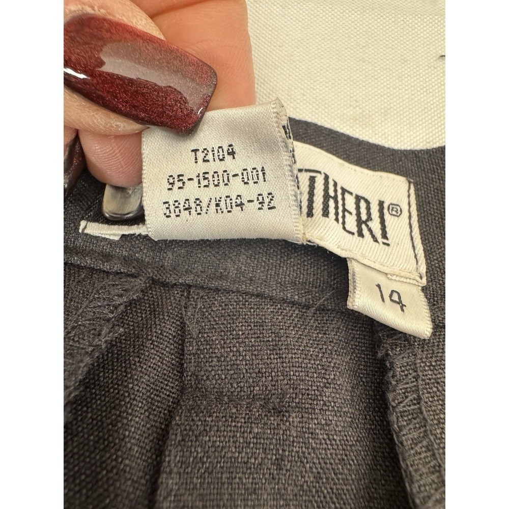 Vintage 90s Gray Back Pleated Midi Skirt 14 Dark Academia Whimsigoth Military - Picture 5 of 11
